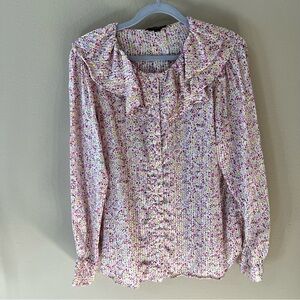 J. Crew Floral Button Down Shirt - Pink and White